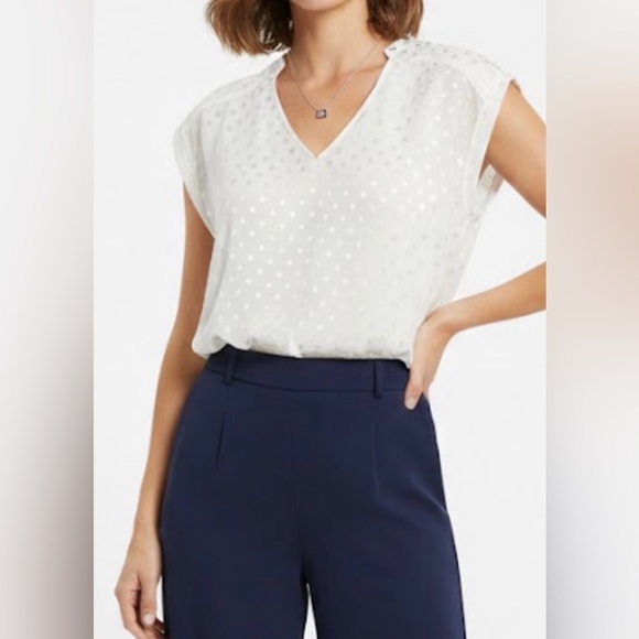 Express Tops - Express White Polka Dot Blouse